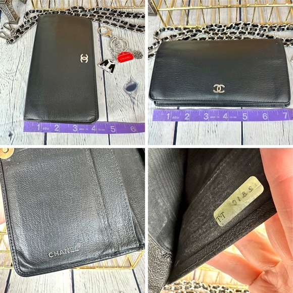 CHANEL black leather wallet crossbody bag with chain and charm - Picture 16 of 16